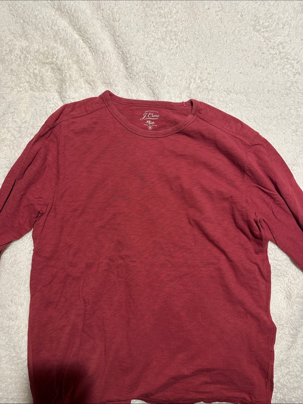 J. Crew Men’s Long-Sleeve Crewneck Shirt - Deep Red